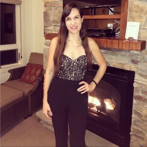 Elegant Strapless Black Lace Jumpsuit